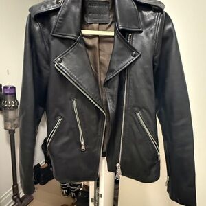 All Saints Moto Leather Biker Jacket (Daylen Oversized Leather Biker Jacket)